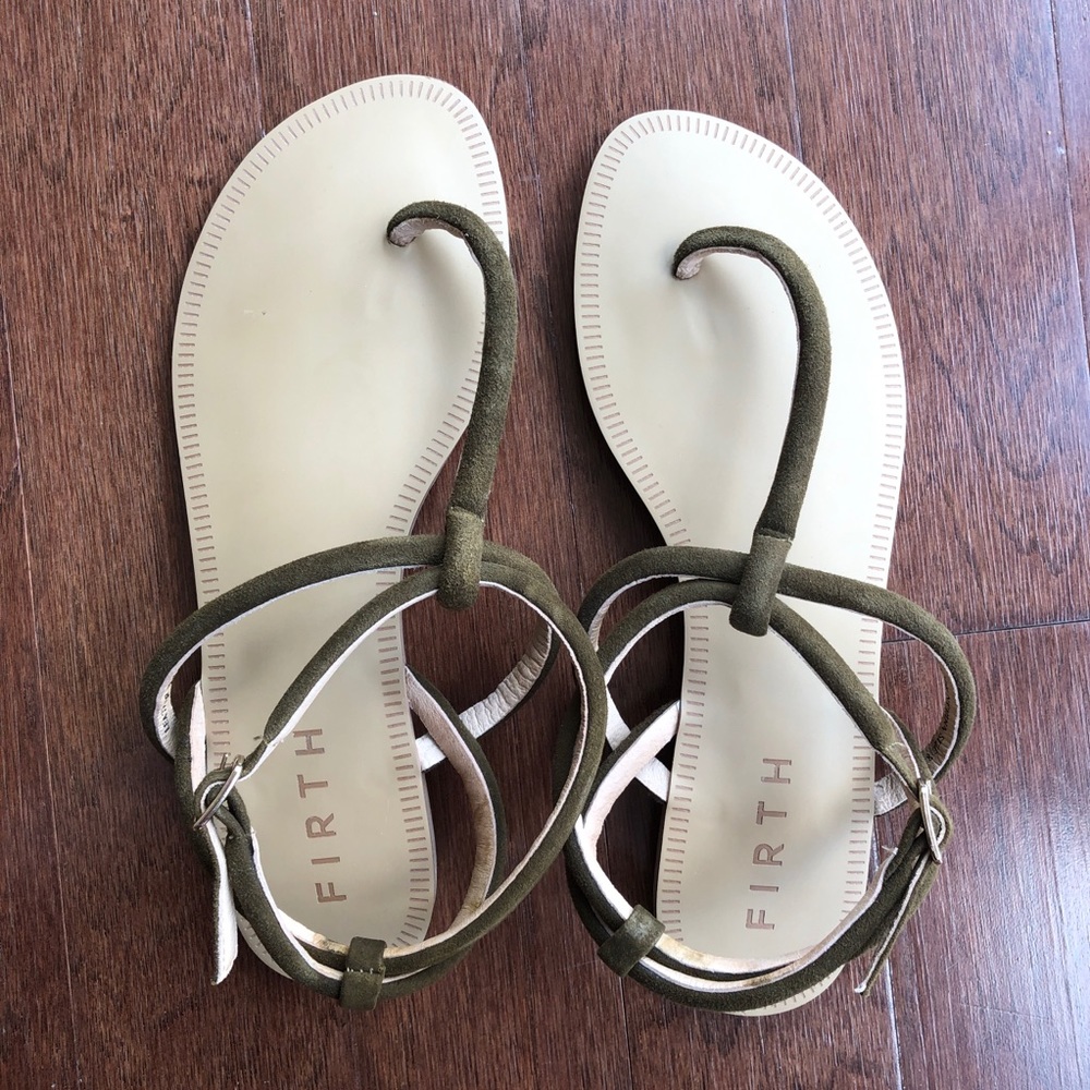 Firth Flat Ankle Strap Buckled Sandals, Size 8